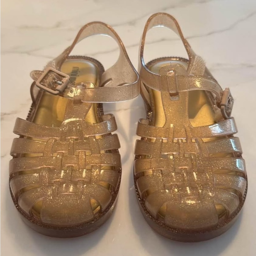 Mini Melissa Glittery Gold Kids Sandals